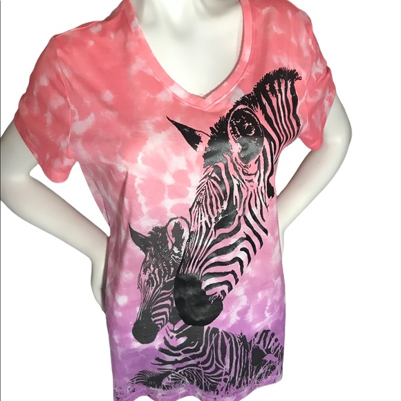 White Stag Tops - White Stag PINK/PURPLE Tie Dye top with Zebras SIZE XXL (20)
